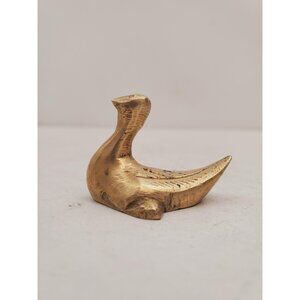 Vintage Brass Duck, Mid Century Home Decor, Woodland Creature, Brass Figurine,
